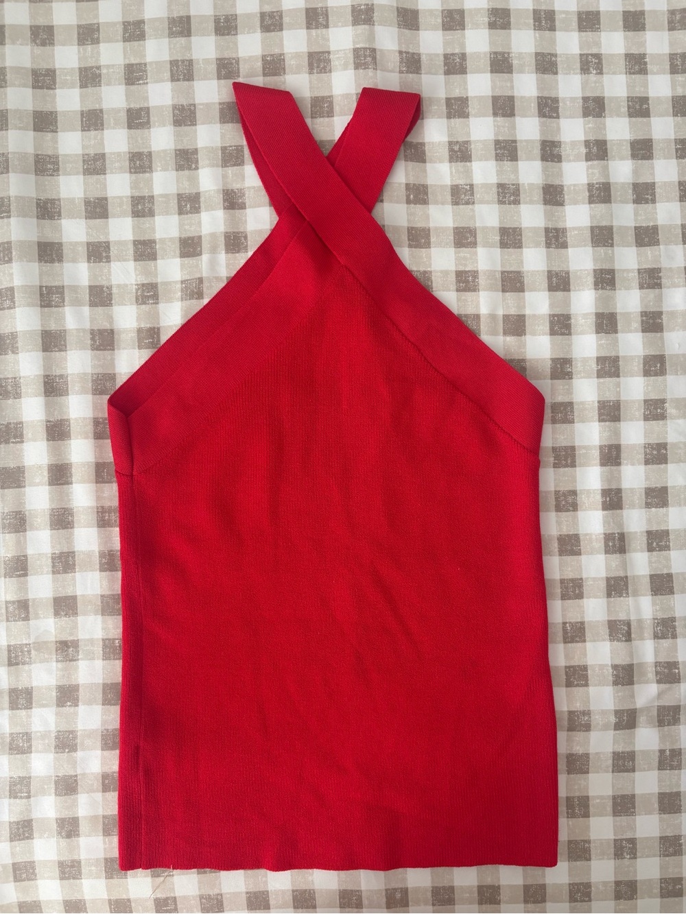 Ann Taylor Red Knit Cross Front Top